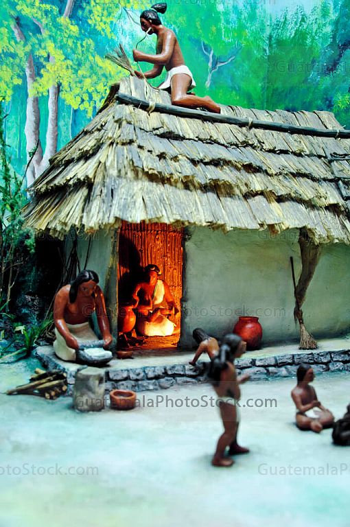 Maqueta idealista de la vida maya