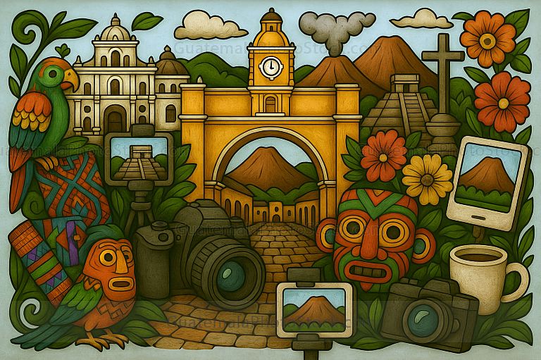 Ilustracion con motivos guatemaltecos