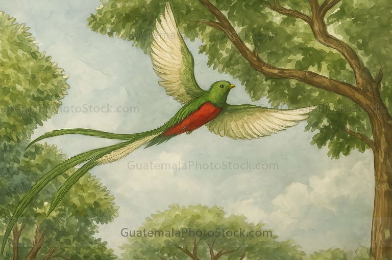 Ilustración con elementos guatemaltecos