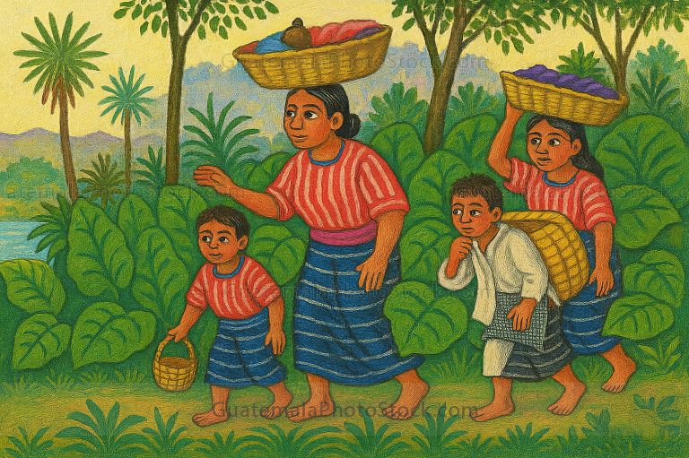 Ilustración de Familia maya