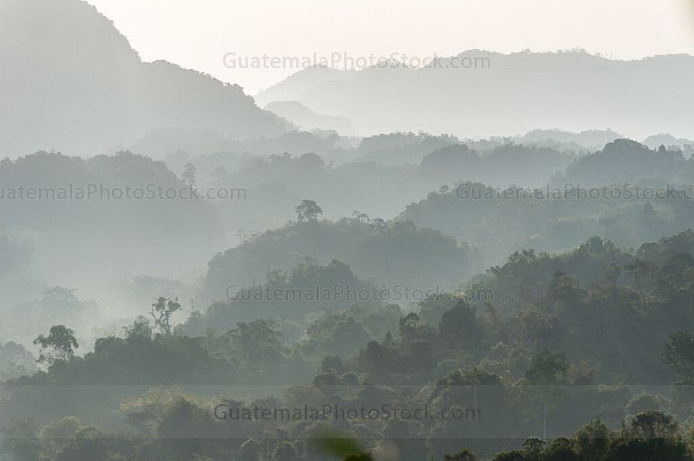 Amanecer sobre las tierras planas de Alta Verapaz y Petén