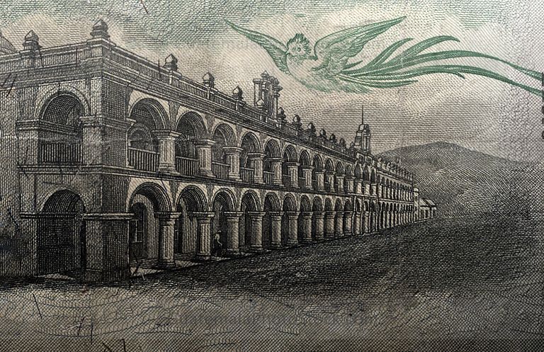 Detalle de billete de quetzal de 1969