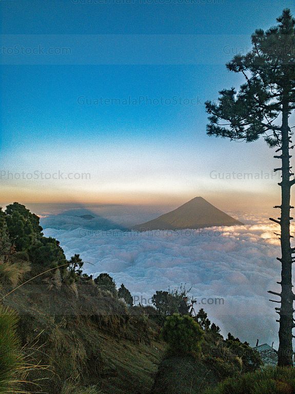 Volcanes, Acatenango y sombra del Volcán de Agua
