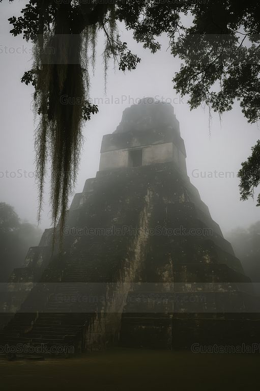 Gran Jaguar, templo Maya envuelto en niebla en Tikal