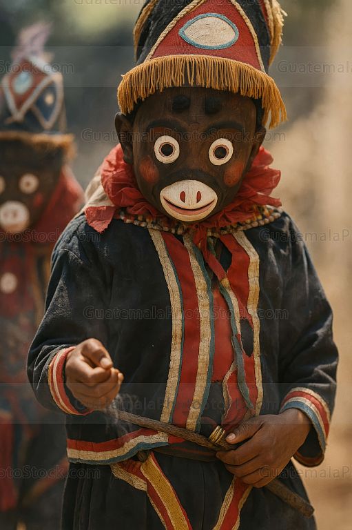 Danzador con disfraz de mono en el Baile del Venado