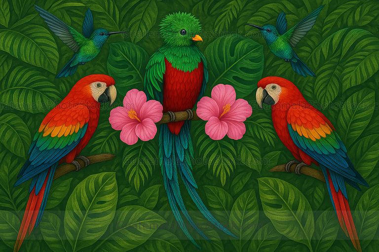 Ilustración con elementos guatemaltecos
