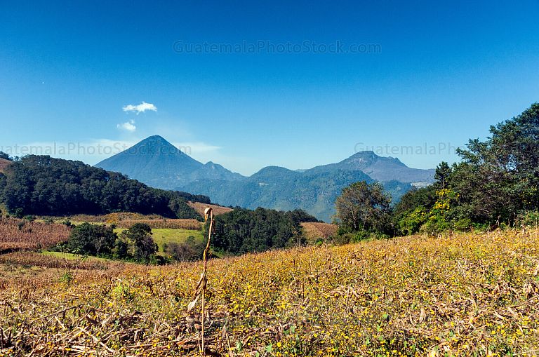 Volcanes y campo agricola