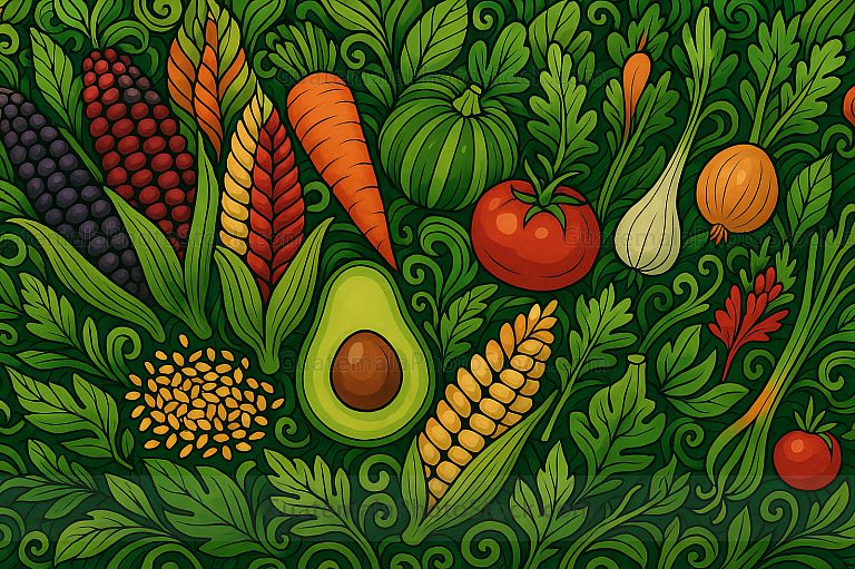 Ilustración con elementos guatemaltecos