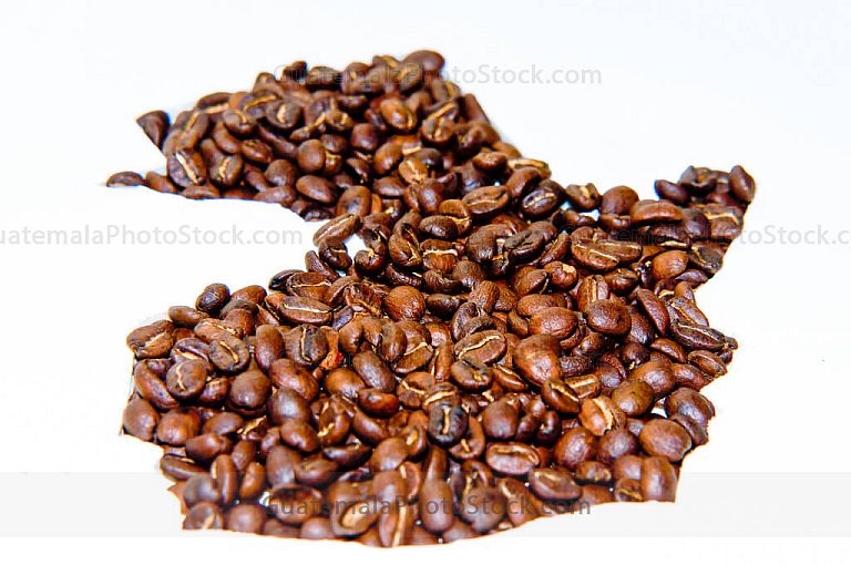 Mapa con café de Guatemala