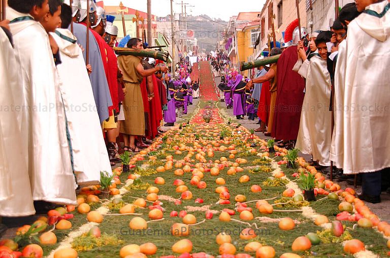 Alfombra de aserrín, pino y frutas