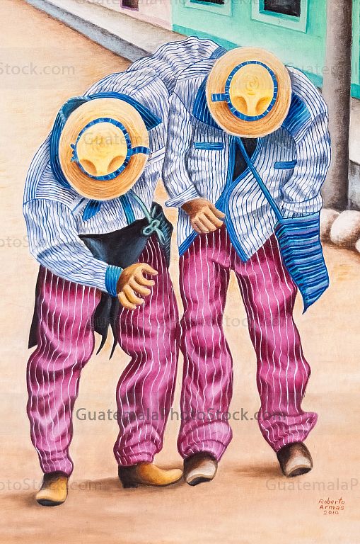 Pintura Hombres de Todos Santos Cuchumatán