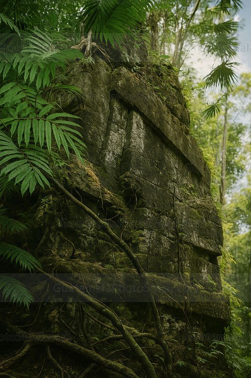 Pared de templo en la selva petenera