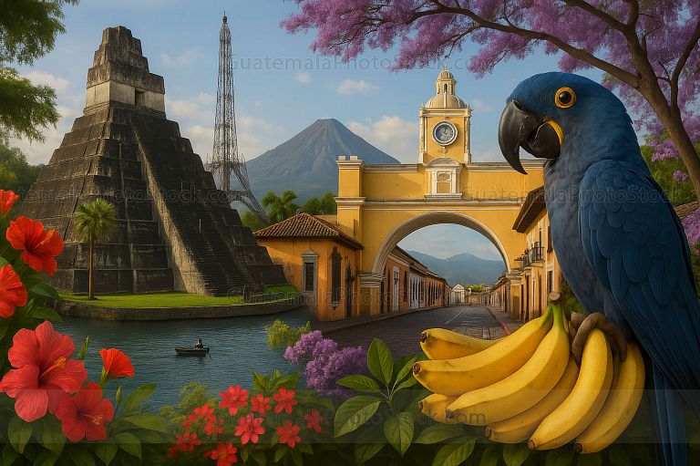 Ilustración con elementos guatemaltecos