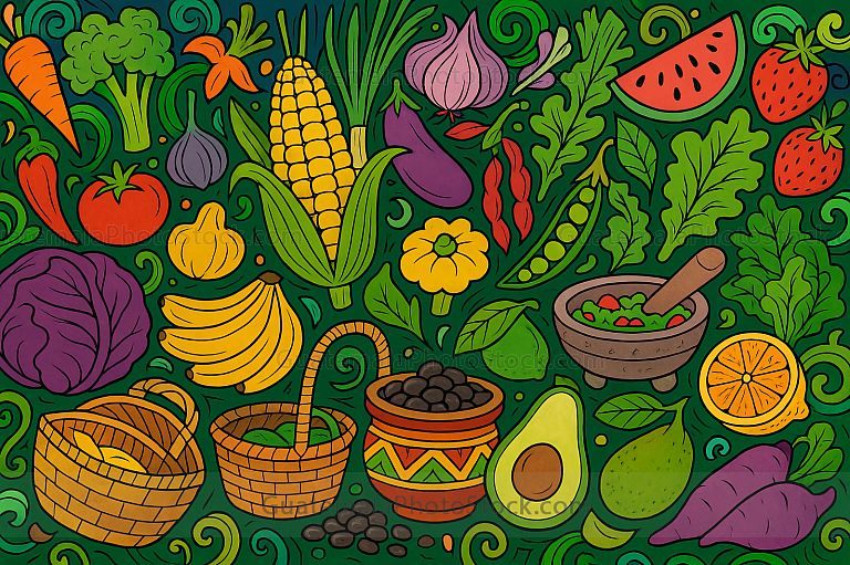 Ilustración con elementos guatemaltecos