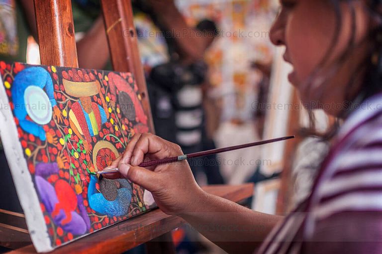 Pintura primitivista en San Juan La Laguna,