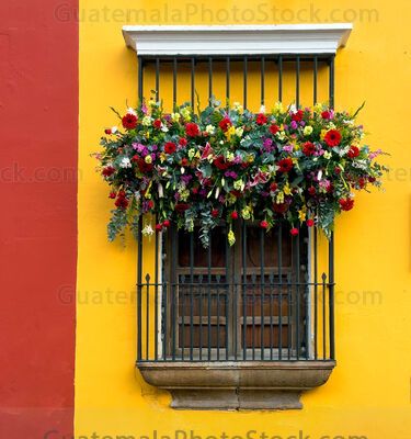 Balcón decorado con flores