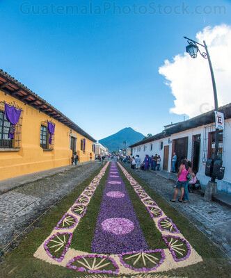 Alfombra de aserrín en Antigua Guatemala