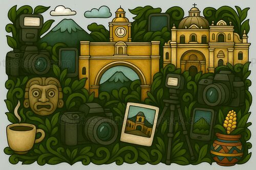 Ilustracion con motivos guatemaltecos