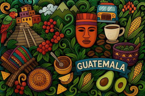 Ilustración con elementos guatemaltecos
