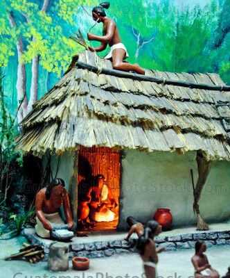 Maqueta idealista de la vida maya