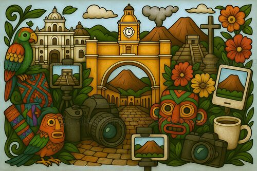 Ilustracion con motivos guatemaltecos