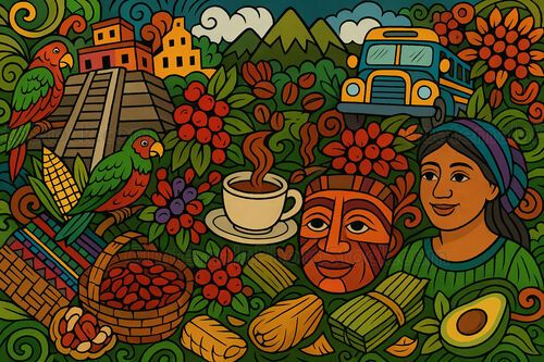 Ilustración con elementos guatemaltecos