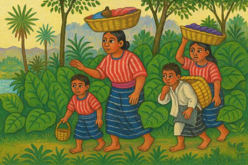Ilustración de Familia maya