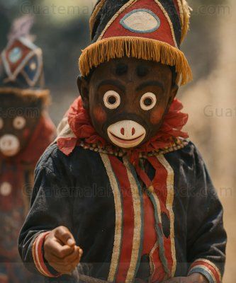 Danzador con disfraz de mono en el Baile del Venado