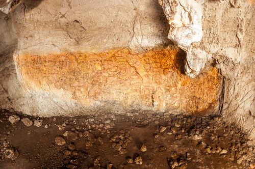Mural maya en la cueva de la cobanerita