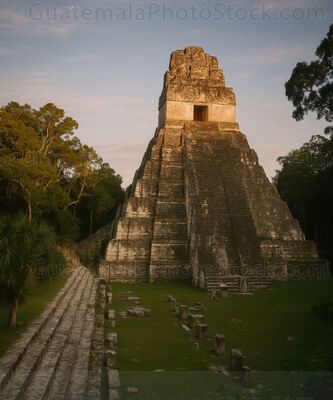 Atardecer frente al Templo I, Gran Jaguar