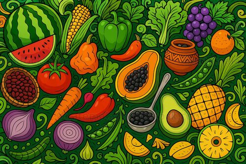 Ilustración con elementos guatemaltecos