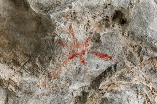Detalle de las pinturas rupestres de San Juan La Ermita