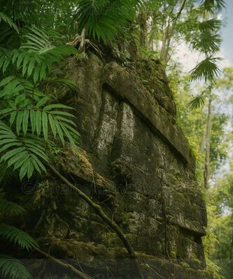 Pared de templo en la selva petenera