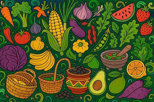 Ilustración con elementos guatemaltecos