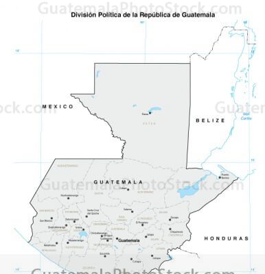 Mapa con la división política de la República de Guatemala